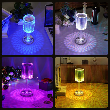 Crystal Table Lamp with Touch Control and USB Charging – Rechargeable RGB LED Atmosphere Nightstand Lamp for Bedroom, Living Room and Home Decor