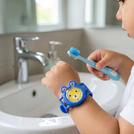 2 in 1 Kids Toothbrush with Cartoon Watch Toy – Soft Bristle Tooth Cleaning Brush for Children Daily Oral Care (2 Pc Set)