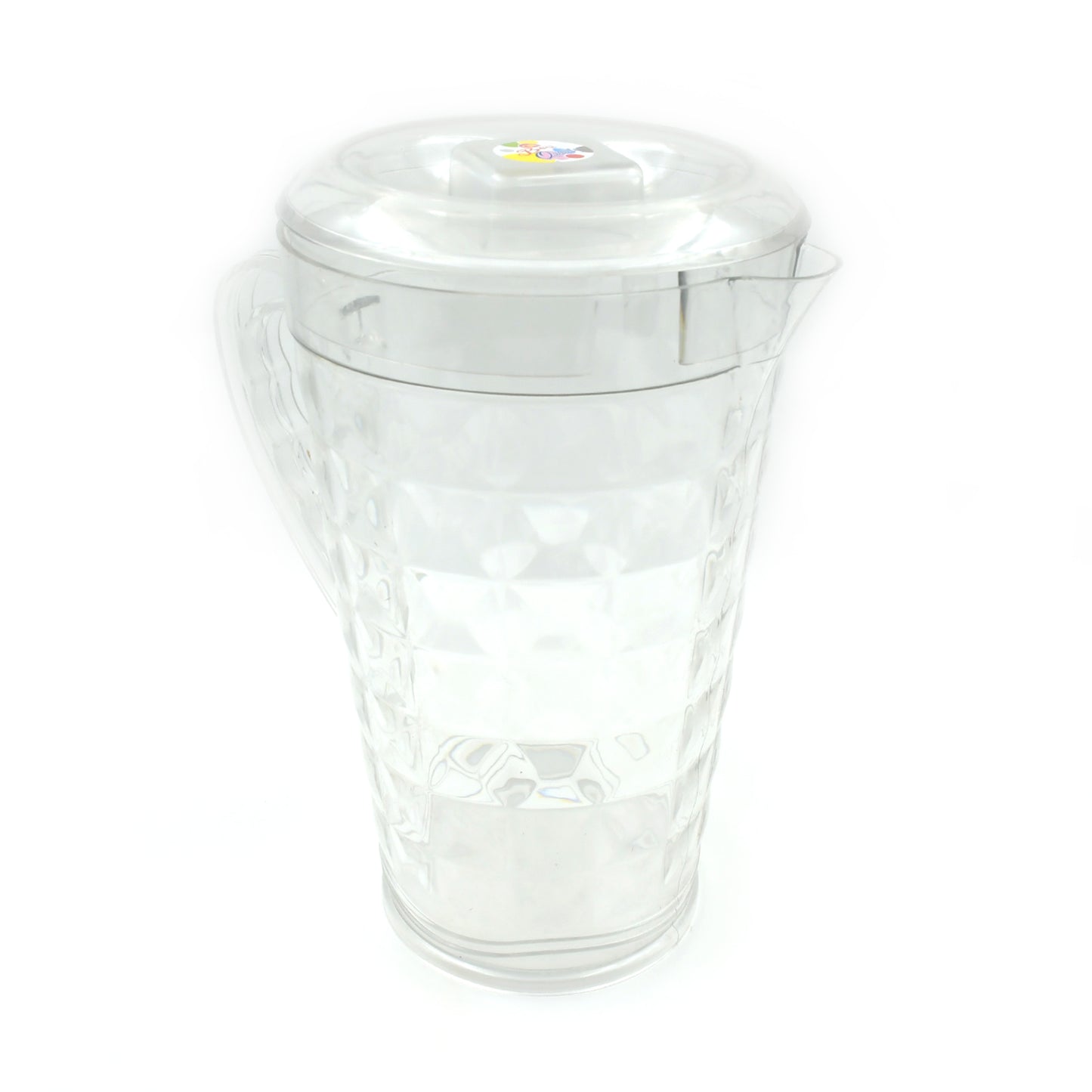 Mocktail PET Plastic Jug with Lid Transparent Diamond Cut Beverage Pitcher Reusable BPA Free Water Jug for Home and Restaurants