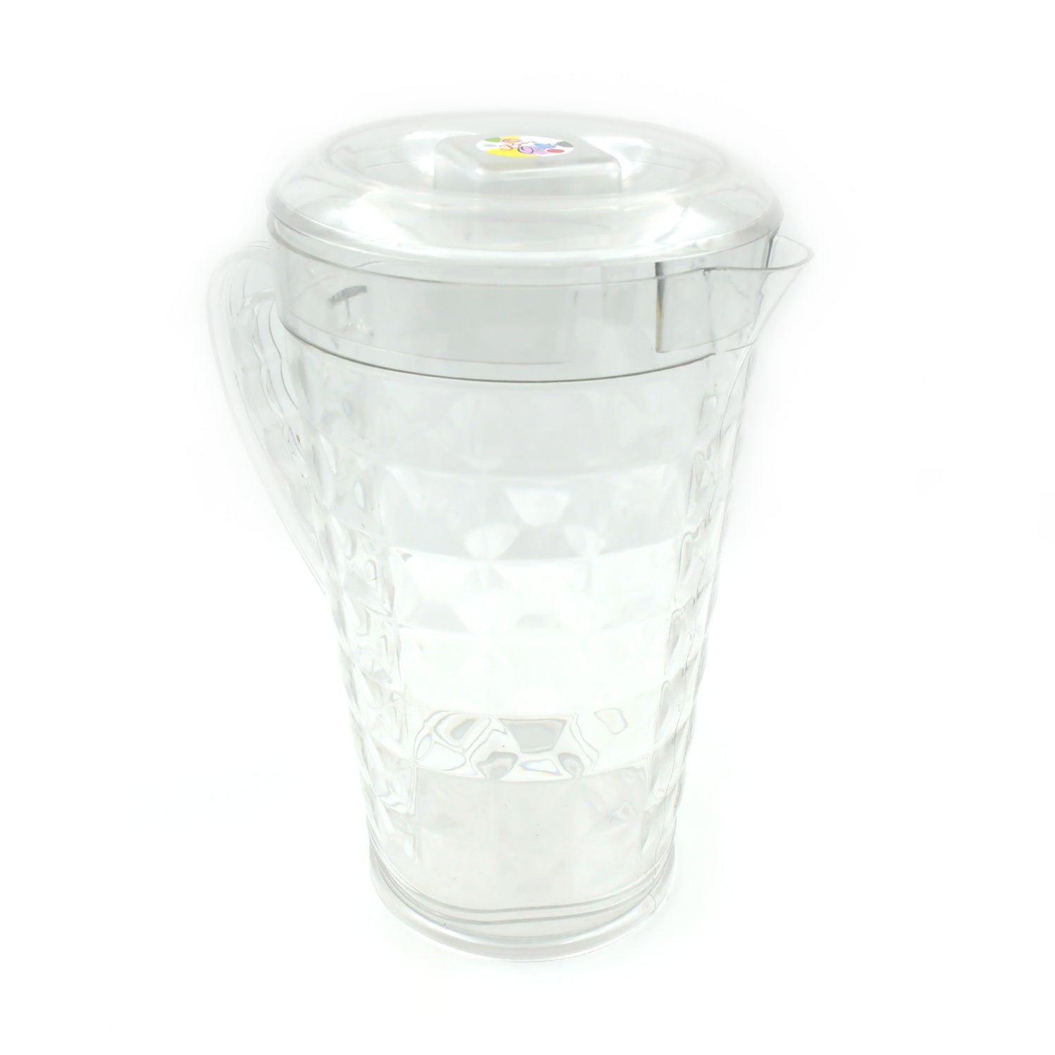 Mocktail PET Plastic Jug with Lid Transparent Diamond Cut Beverage Pitcher Reusable BPA Free Water Jug for Home and Restaurants