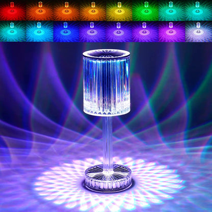 Crystal Table Lamp with Touch Control and USB Charging – Rechargeable RGB LED Atmosphere Nightstand Lamp for Bedroom, Living Room and Home Decor
