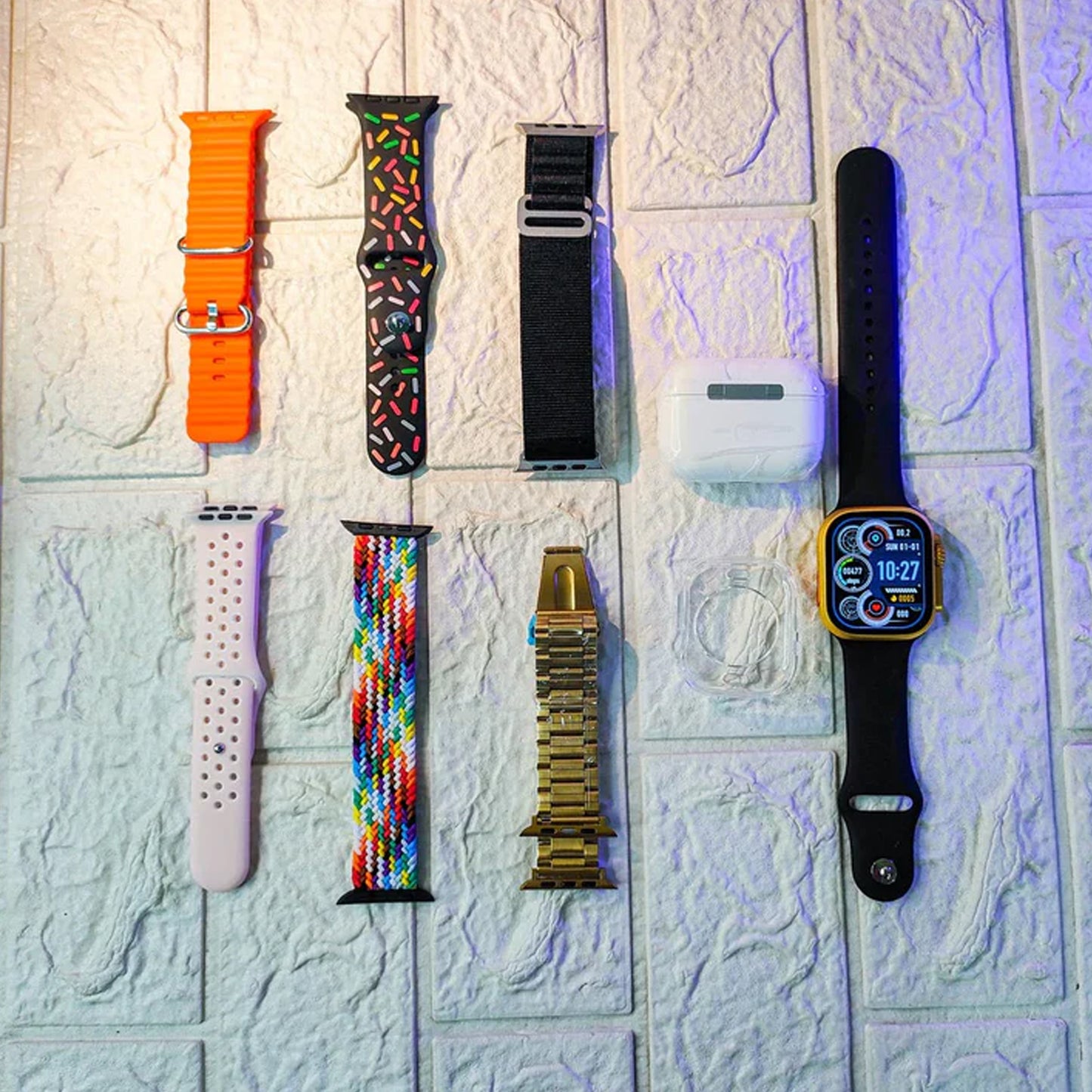 10 in 1 Ultra Smart Bluetooth Calling Smartwatch + Earphones Set (With Transparent Screen Guard & 7 Classic Straps)