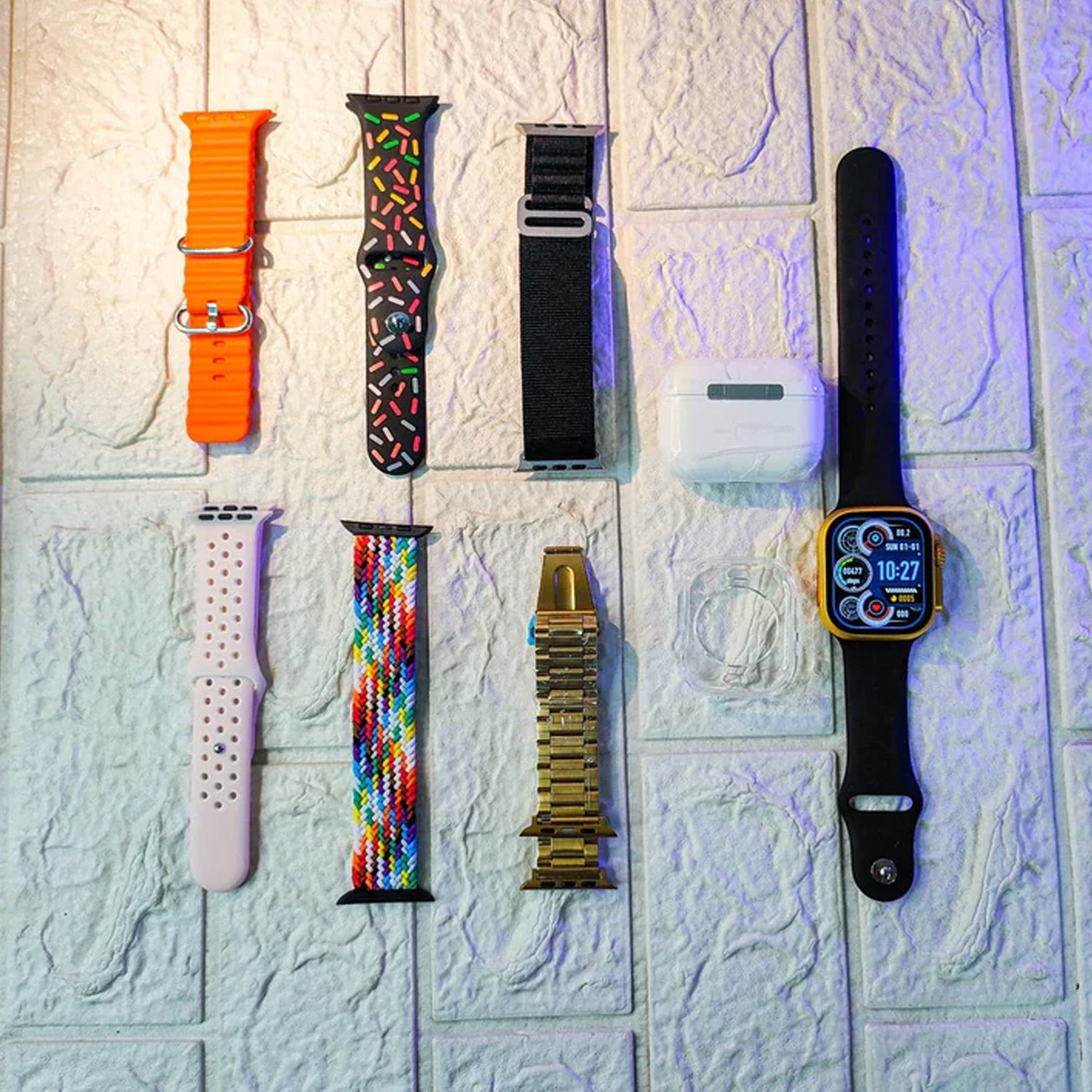 10 in 1 Ultra Smart Bluetooth Calling Smartwatch + Earphones Set (With Transparent Screen Guard & 7 Classic Straps)