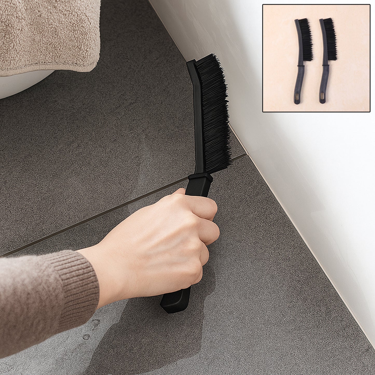 2-Piece Long Handle Corner Cleaning Brush Set | Deep Cleaning Brush for Tile Joints, Floor Edges &amp; Hard-to-Reach Areas