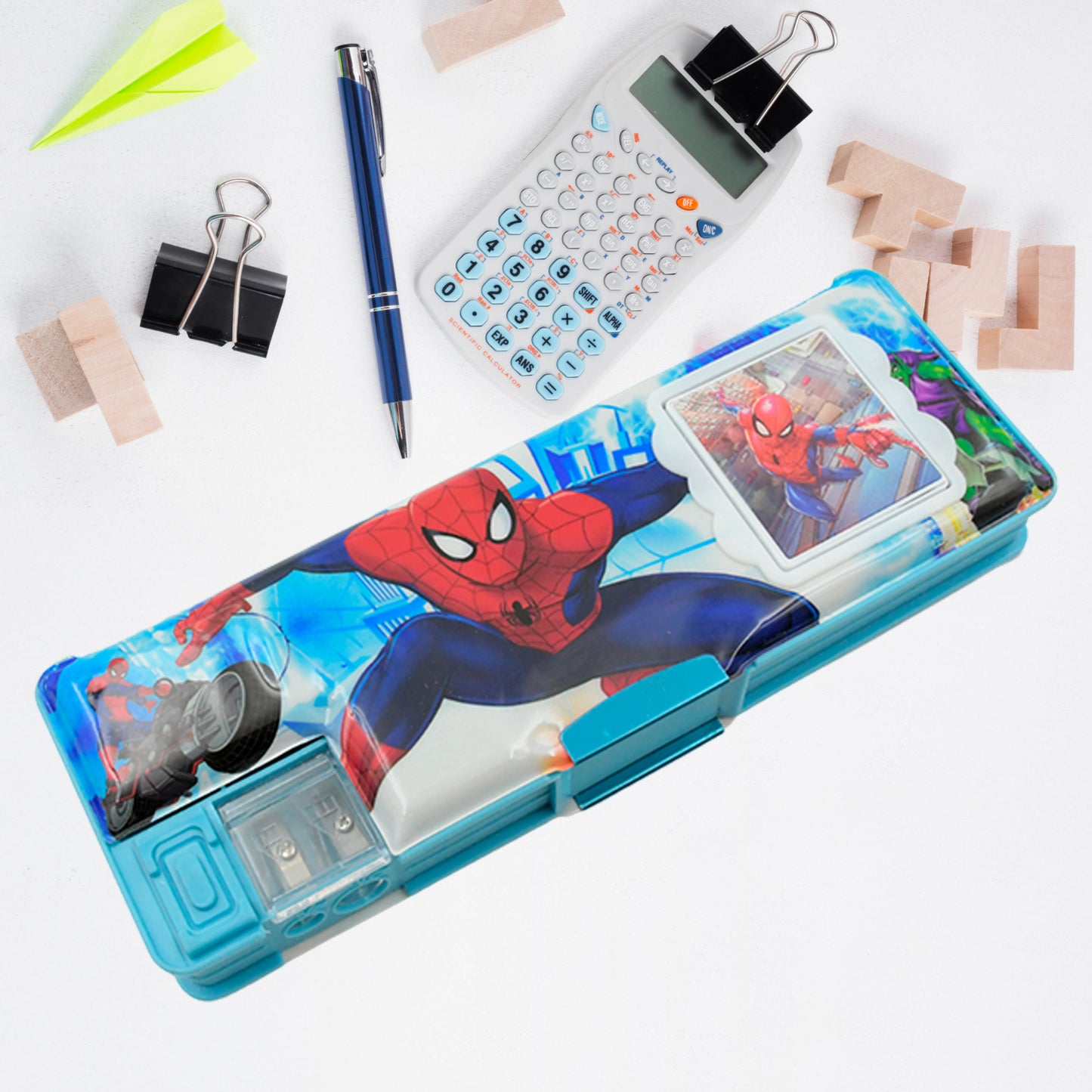 Cartoon Multi-functional Geometry Box For Kids With Inbuilt Calculator | 2 Sides Open And Double Sharpener