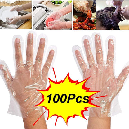 Plastic Transparent Disposable Gloves | Powder-Free, Latex-Free Clear Hand Gloves (100 Pcs)