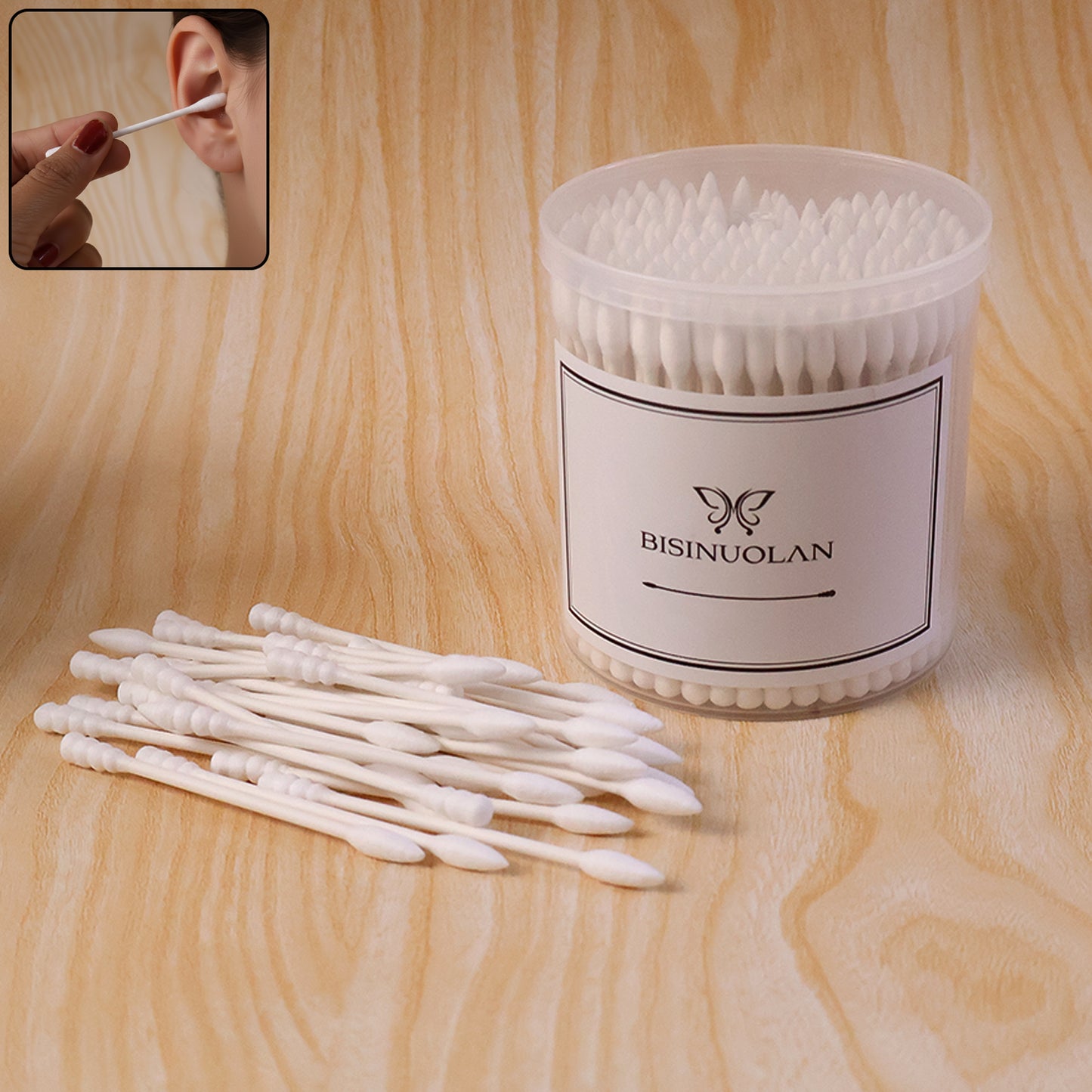 Cotton Ear Buds Set with Storage Jar, Soft Tip Cotton Swabs for Personal Hygiene, Makeup Correction, Baby Care and Daily Cleaning Use (200 Pcs)