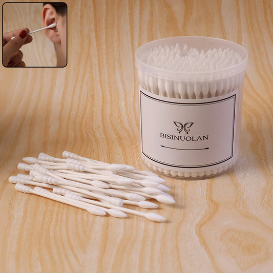 Cotton Ear Buds Set with Storage Jar, Soft Tip Cotton Swabs for Personal Hygiene, Makeup Correction, Baby Care and Daily Cleaning Use (200 Pcs)