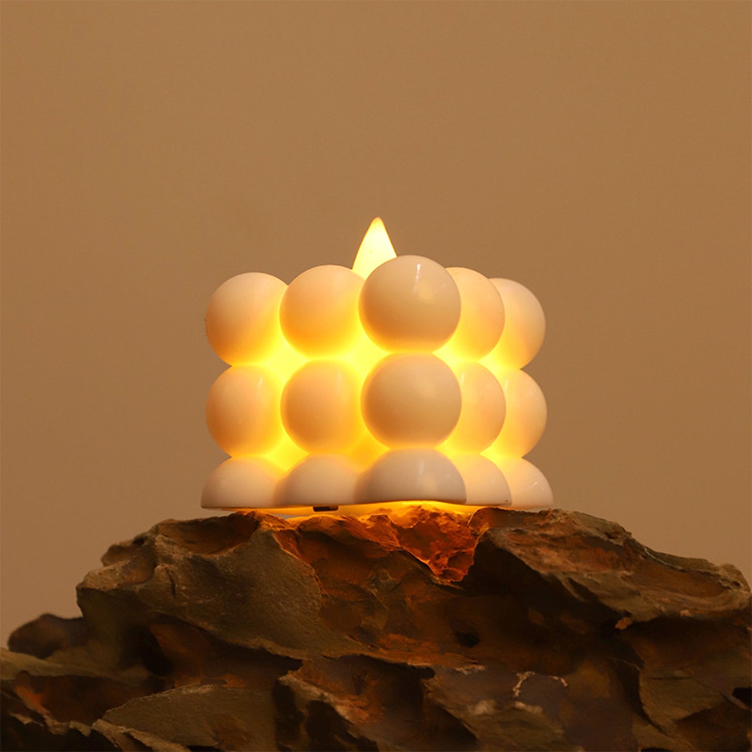 Set of 6 Decorative LED Bubble Cube Flameless Candles with Warm White Glow Battery Operated Tealight Candles for Home Diwali Wedding Party and Festive Decoration