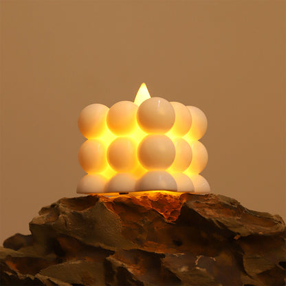 Set of 6 Decorative LED Bubble Cube Flameless Candles with Warm White Glow Battery Operated Tealight Candles for Home Diwali Wedding Party and Festive Decoration