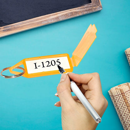 10 Piece Color Coded Keychain Tag Labels with ID Paper Insert and Split Ring for Keys, Cable Organization and Home Office Use