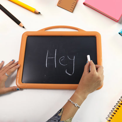 2-in-1 Double-Sided Write and Wipe Educational Drawing Board for Kids – Portable Whiteboard and Blackboard with Marker, Duster and Chalk Set