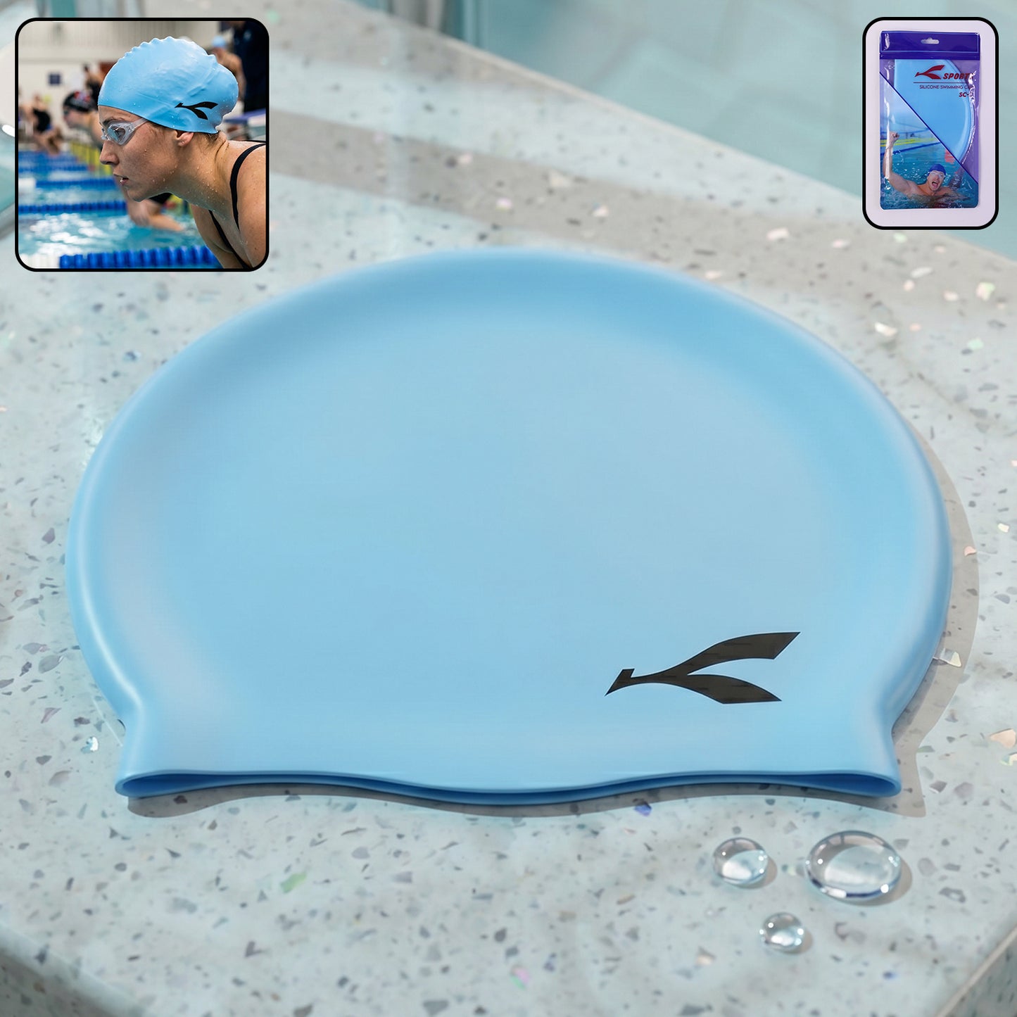 Silicone Swimming Cap Waterproof Stretchable Swim Head Cap for Men Women Kids Pool Training Bathing Hair Protection and Water Sports (1 Pc)