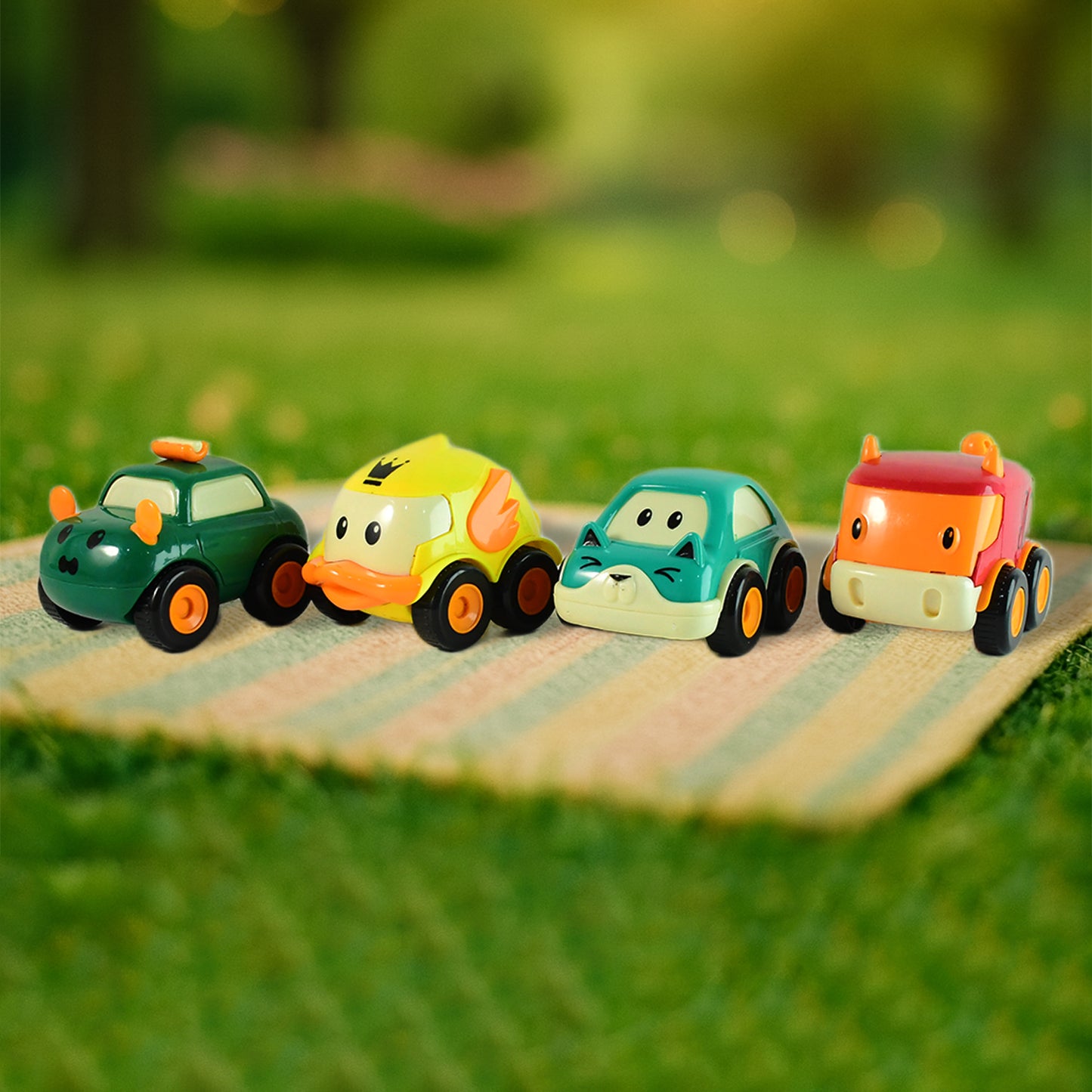 Funwoods Animal Cartoon Pull-back Toy Car - (4 Pc Set)