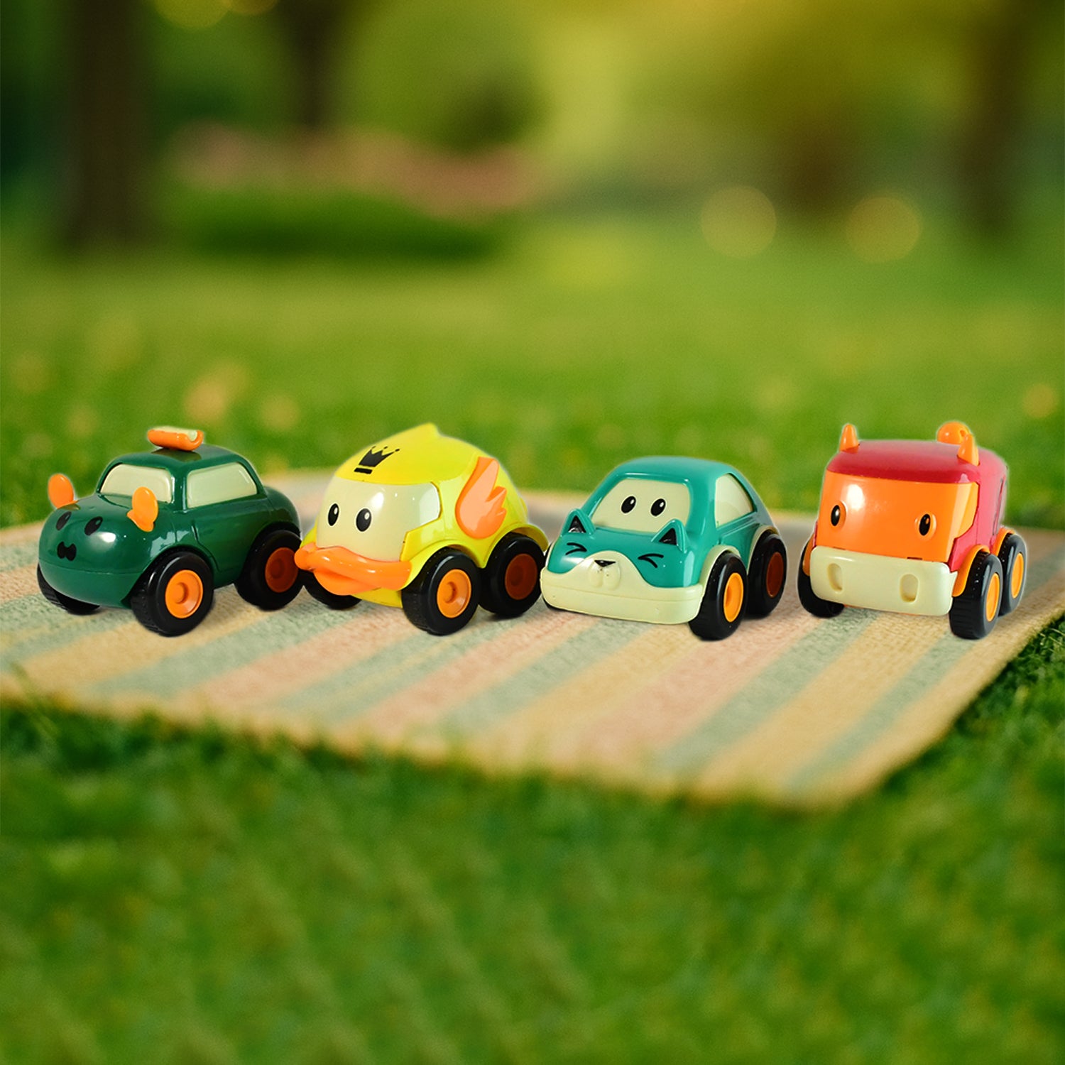Funwoods Animal Cartoon Pull-back Toy Car - (4 Pc Set)