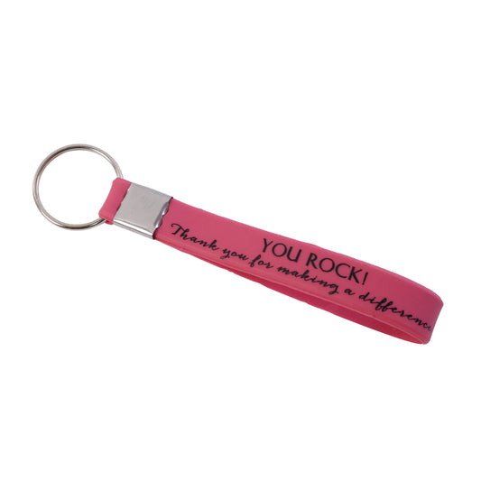 Motivational Silicone Wrist Strap Keychain with Metal Ring Inspirational Quote Loop Key Holder for Keys Bags and Accessories (1 Pc Mix Color)