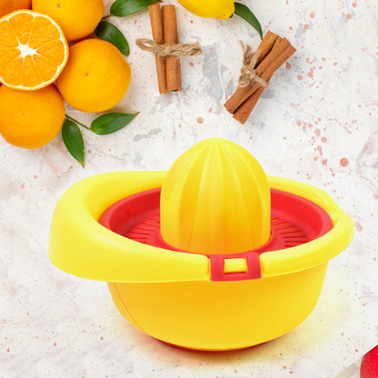 Manual Orange Juicer Hand Press 300 ML Food Grade ABS Citrus Juicer with Strainer and Juice Cup for Orange Lemon and Mosambi Pack of 1