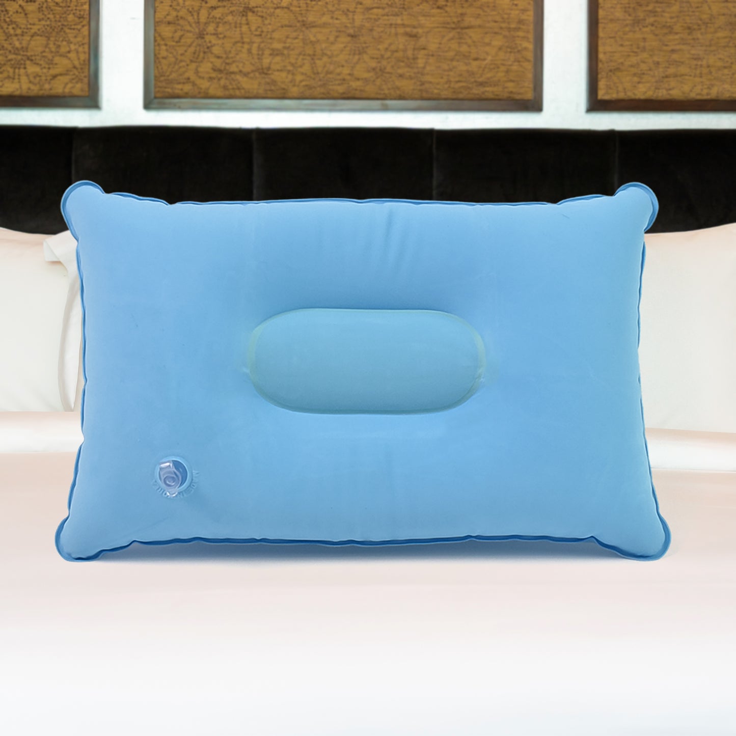 Comfortable Inflatable Travel Pillow for Neck and Head Support – Portable Ergonomic Air Cushion for Car, Plane, Office and Camping (34 × 21 cm | Mix Color | 1 Pc)