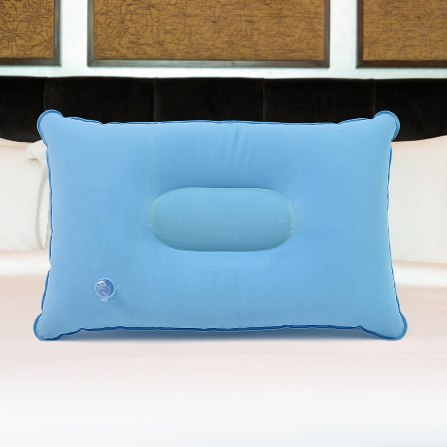 Comfortable Inflatable Travel Pillow for Neck and Head Support – Portable Ergonomic Air Cushion for Car, Plane, Office and Camping (34 × 21 cm | Mix Color | 1 Pc)