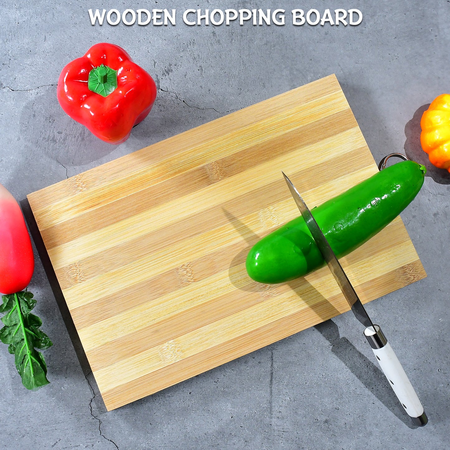 Natural Bamboo Wood Chopping Cutting Board for Kitchen Meat, Vegetables, Fruits, Cheese and Bread BPA Free (1 Pc)