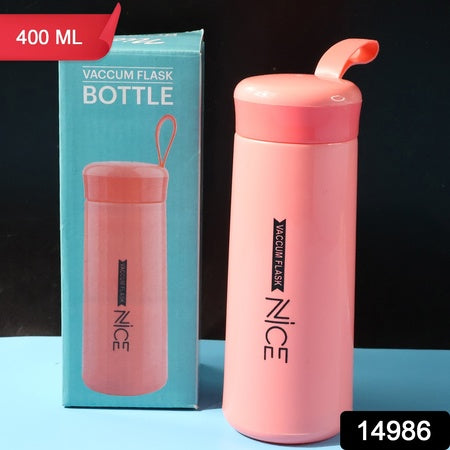 Plastic Vacuum Flask Bottle - Pink (400 ML)
