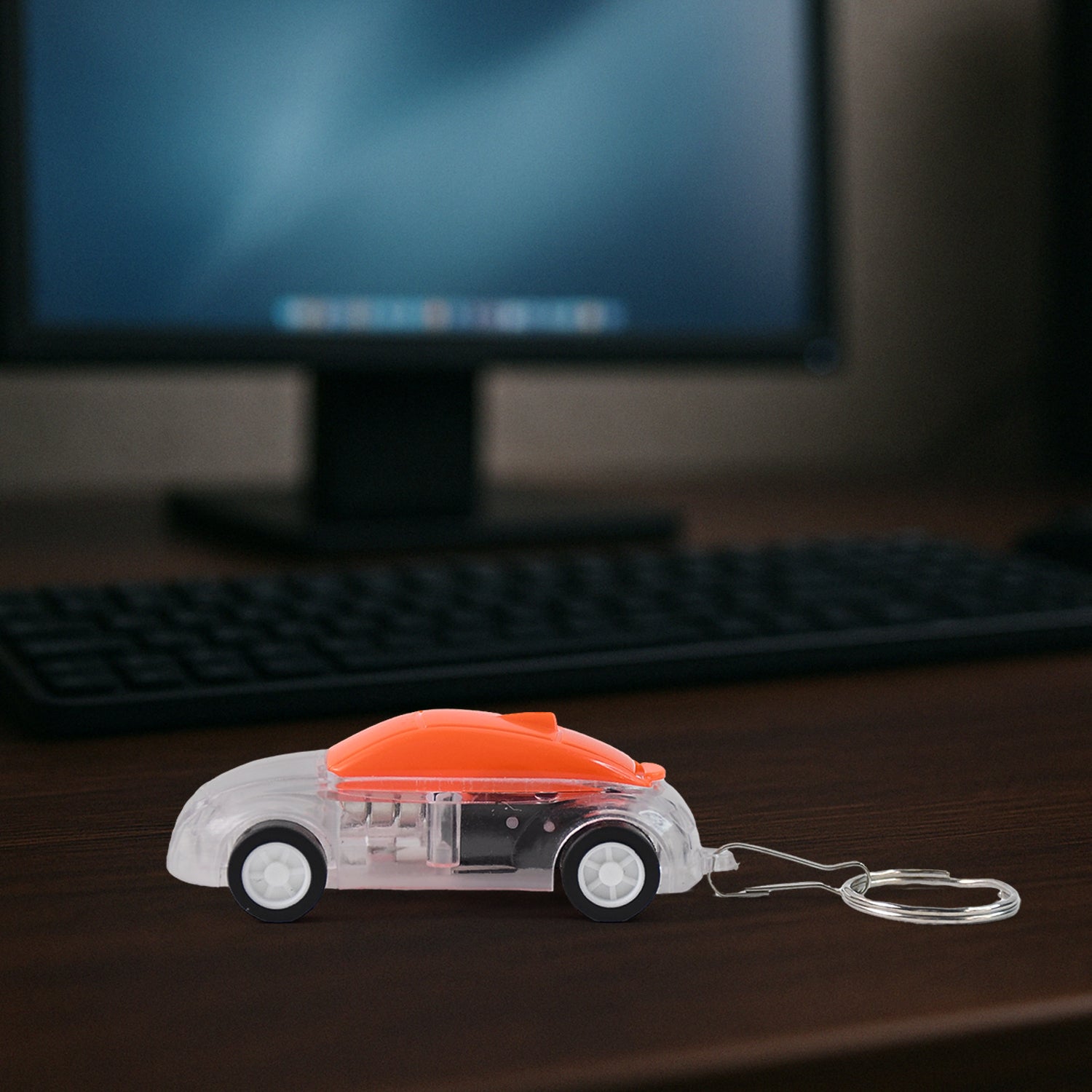Mini Car Shape LED Keychain Light Flashing Headlights Toy Key Ring for Kids, Bags, Keys and Return Gifts (1 Pc Random Color)