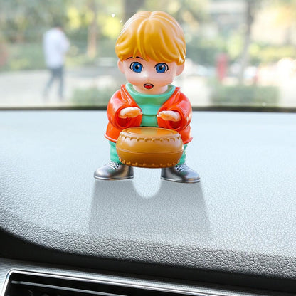 Solar Powered Car Aromatherapy Air Freshener Creative Drummer Dashboard Perfume Diffuser Odour Eliminator for Car Home and Office 1 Piece
