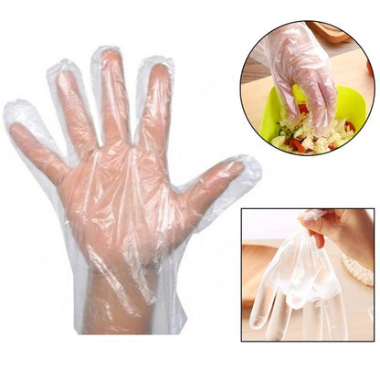 Plastic Transparent Disposable Gloves | Powder-Free, Latex-Free Clear Hand Gloves (100 Pcs)