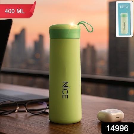 Leak-Proof Plastic Vacuum Flask - Green (400 ML)