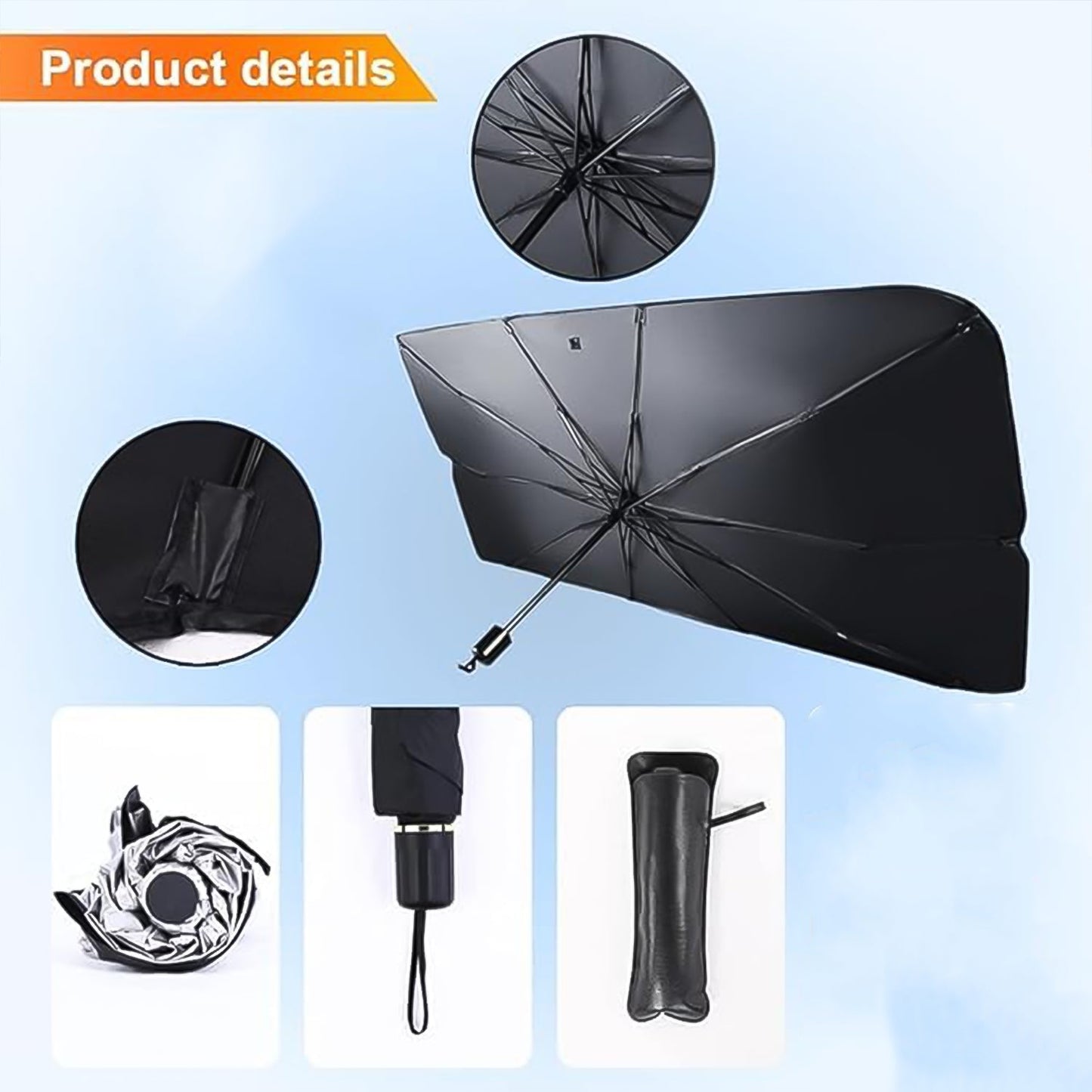 Foldable Windshield Umbrella Sun Shade for Car Front Windshield Heat Insulation UV Protection Sunshade Cover for SUV and Small Cars Pack of 1