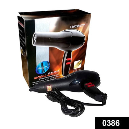 Professional Hair Dryer 1500W Hair Dryer with Hot and Cold Air, 2 Speed Settings and Overheat Protection (Black)