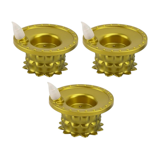 Set Of 3 Water Sensor Led Golden Diyas | Automatic Water-Activated • Flameless • Traditional Diwali &amp; Pooja Décor
