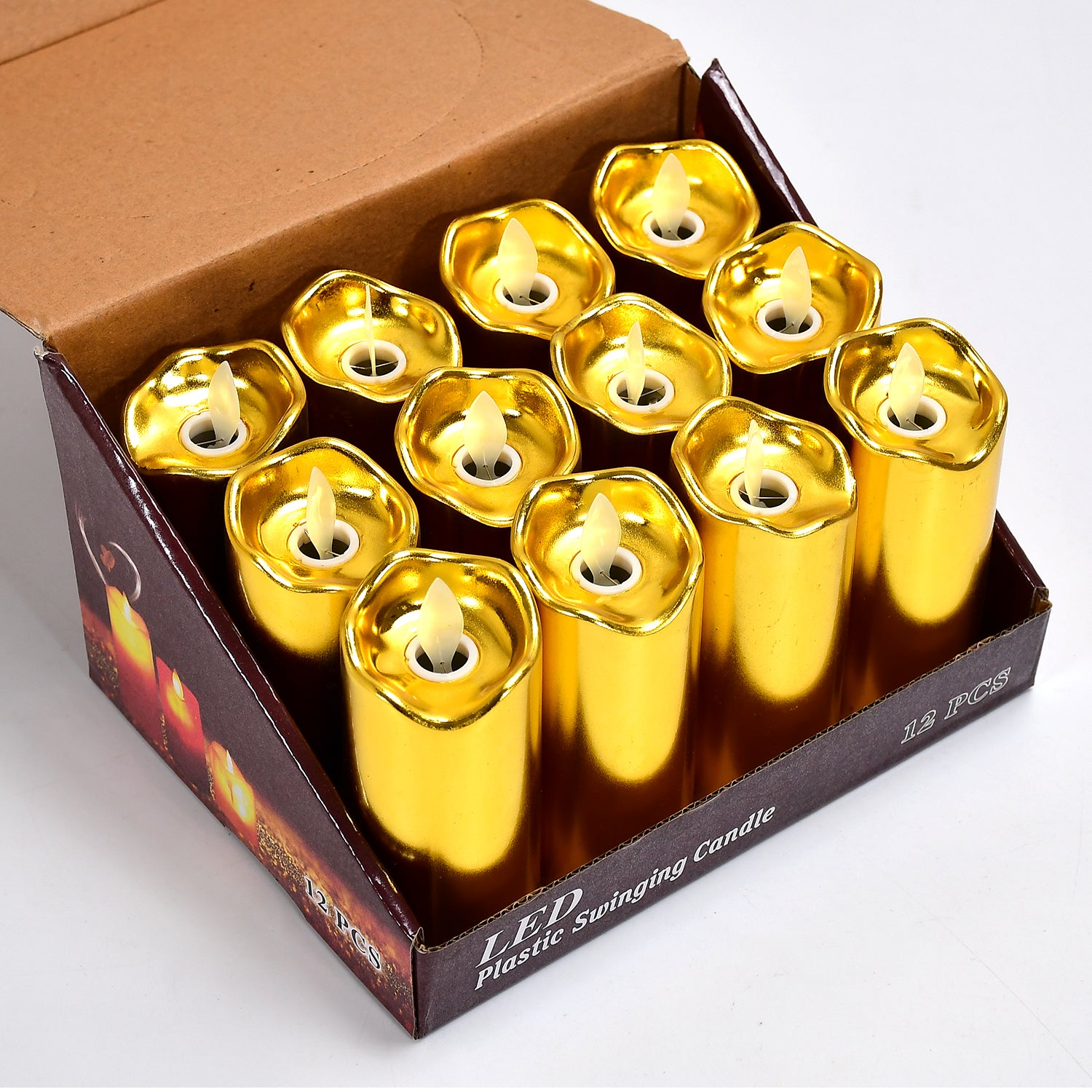 Big Swinging LED Candle Set – Battery Operated Flameless Decorative Candles for Weddings, Birthdays, Festivals and Home Décor (12 Pieces)