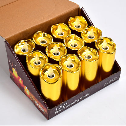 Big Swinging LED Candle Set – Battery Operated Flameless Decorative Candles for Weddings, Birthdays, Festivals and Home Décor (12 Pieces)
