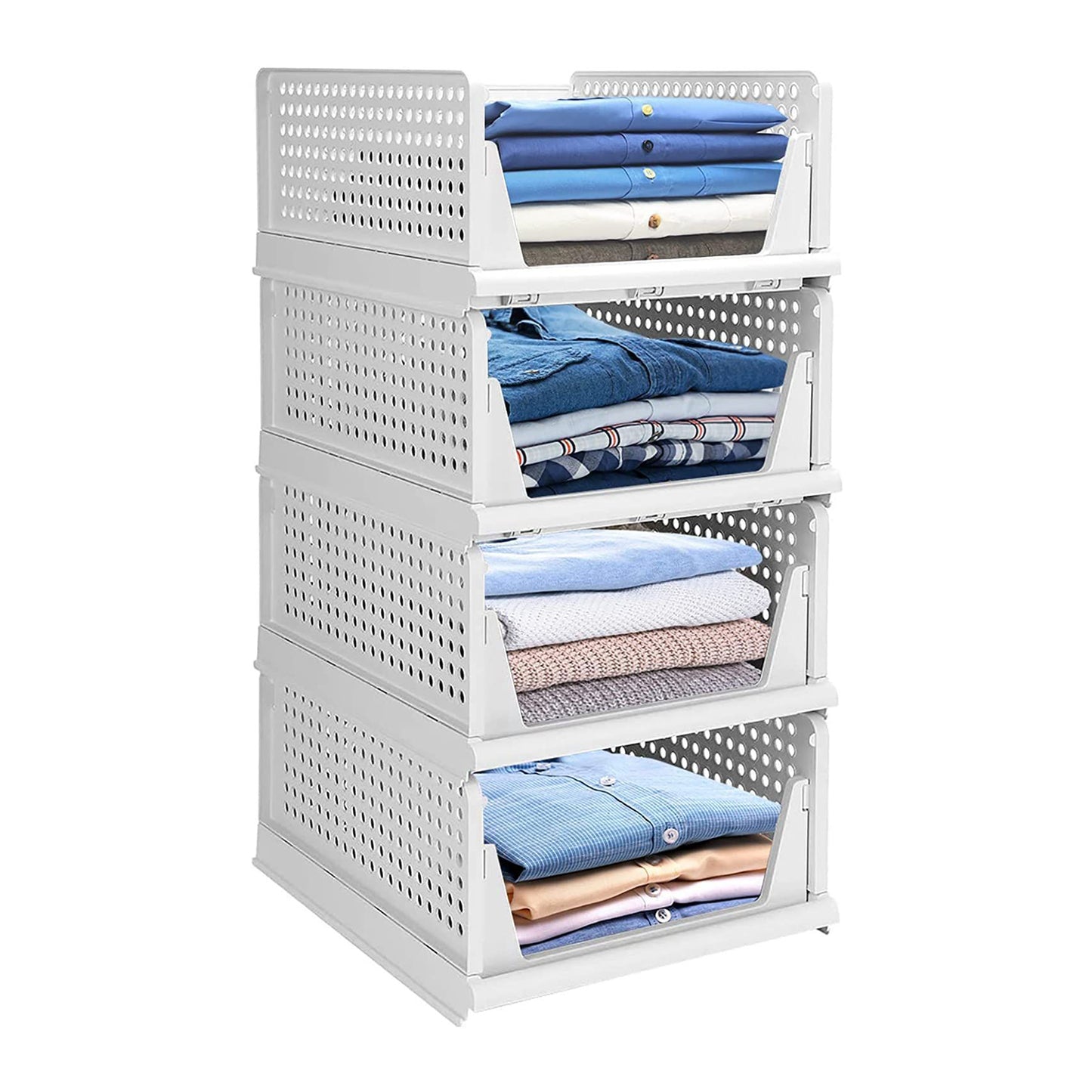 Clothes Organizer 4 Layer Drawer Foldable and Stackable Wardrobe Cupboard Organizer Multi Purpose Plastic Closet Storage Drawer for Clothes (1 Set)