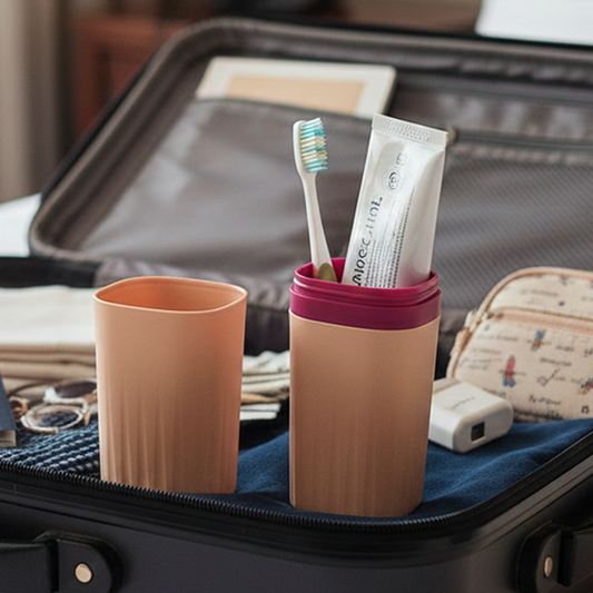 Multifunction Portable Travel Toothbrush Case Toothbrush and Toothpaste Holder Travel Toothbrush Storage Box, Portable (2 Pc)