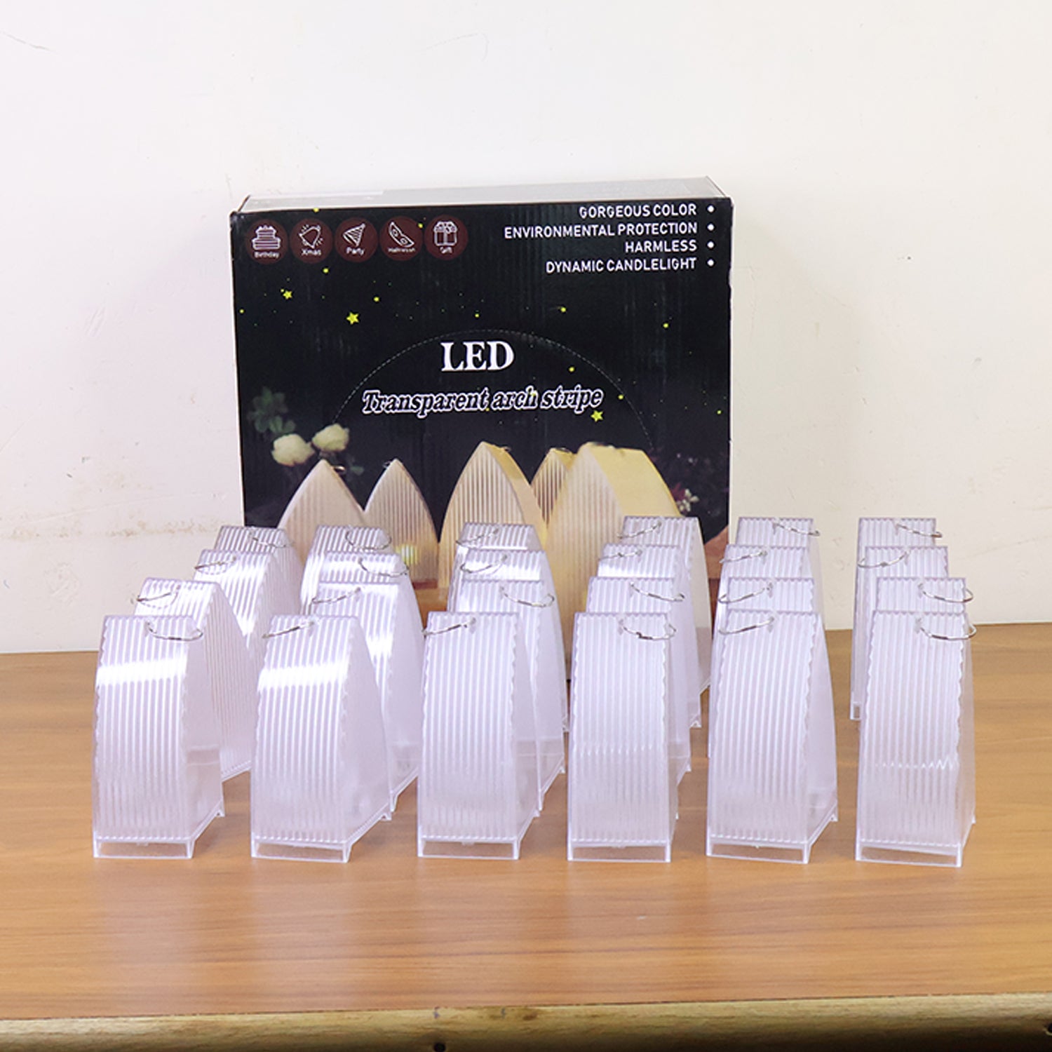 Set of 24 Transparent Decorative LED Candle Lights Battery Operated Flameless Warm Tealights for Home Décor Diwali Christmas Weddings Parties and Gifting (24 Pc Set)