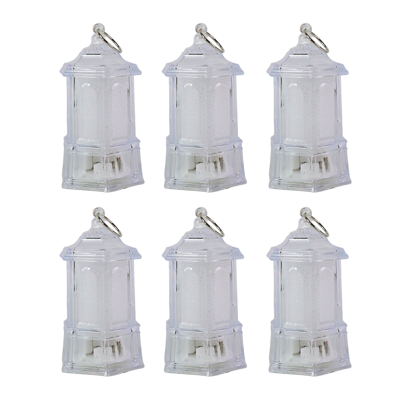Set of 6 LED Hanging Lantern Style Decorative Flameless Candles Battery Operated Warm White Lamps for Home Decor Festivals Weddings Parties and Mandir Decoration
