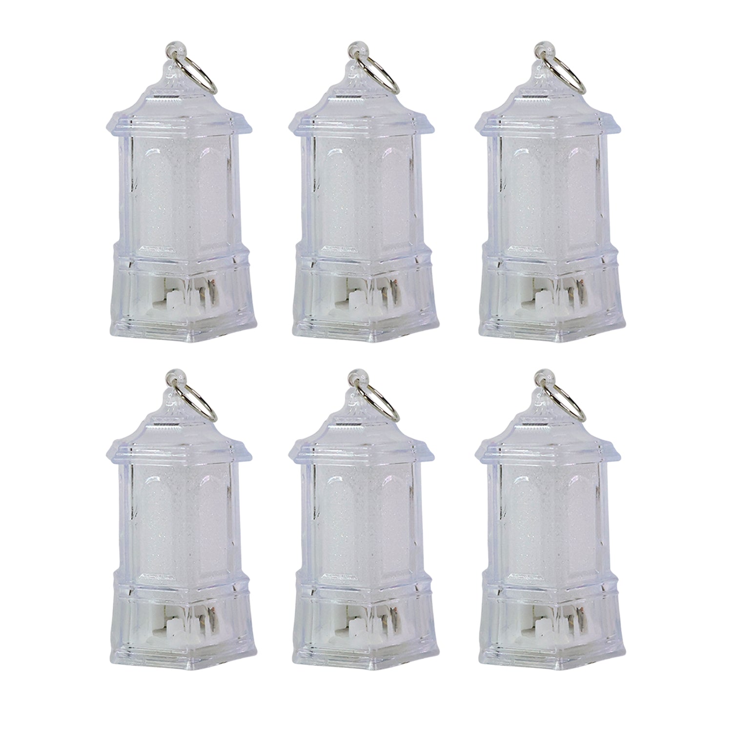 Set of 6 LED Hanging Lantern Style Decorative Flameless Candles Battery Operated Warm White Lamps for Home Decor Festivals Weddings Parties and Mandir Decoration