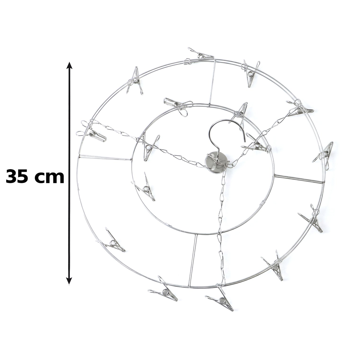 Stainless Steel Round Multi Clip Drying Hanger Windproof Laundry Hanger with Multiple Clips for Socks Underwear Baby Clothes Bras Towels and Handkerchiefs (1 Pc)