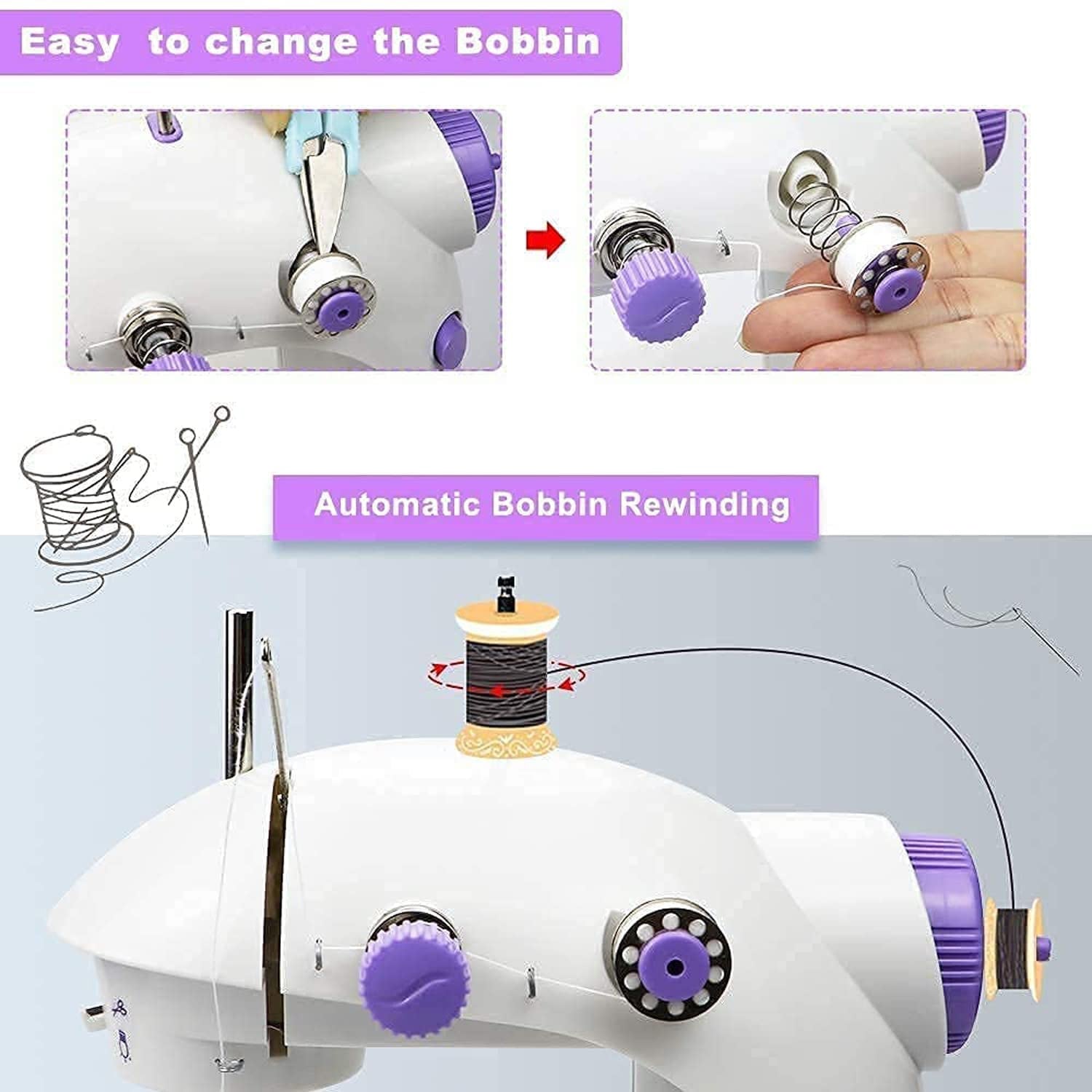Mini Electric Sewing Machine with Extension Table Foot Pedal Adapter Portable Home Tailoring Stitching Machine (1 Set)