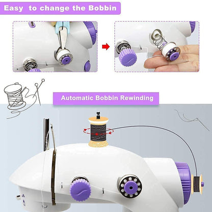 Mini Electric Sewing Machine with Extension Table Foot Pedal Adapter Portable Home Tailoring Stitching Machine (1 Set)