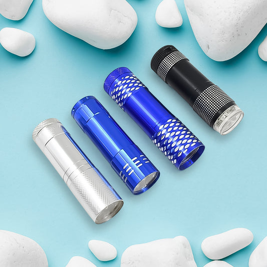 Portable Mini Torch Super Bright 9 LED Pocket Flashlight Battery Operated for Camping Hiking Travel and Emergency Use (1 Pc Mix Color)