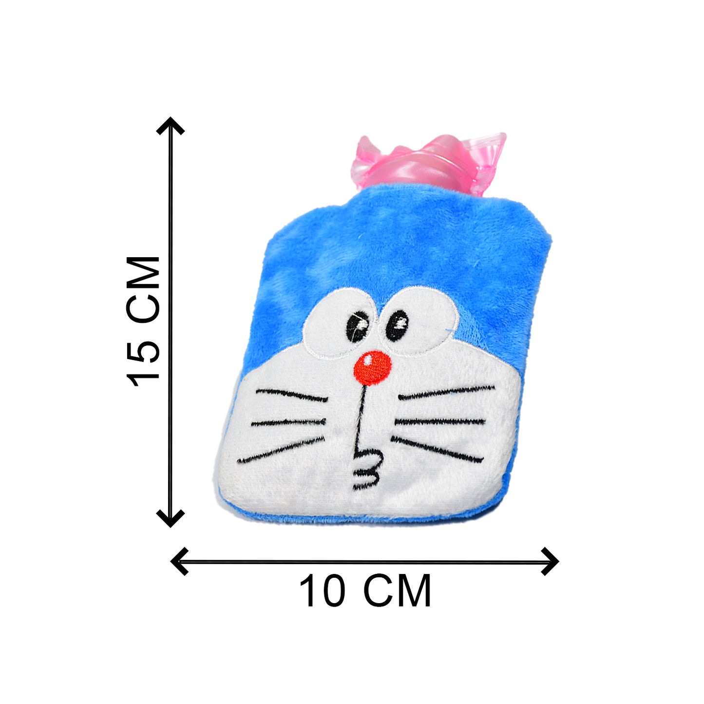 Doraemon Small Hot Water Bag with Soft Cover – Portable Natural Rubber Heat Therapy Bottle for Pain Relief, Menstrual Cramps, Neck, Shoulder, Back and Hand Warmer