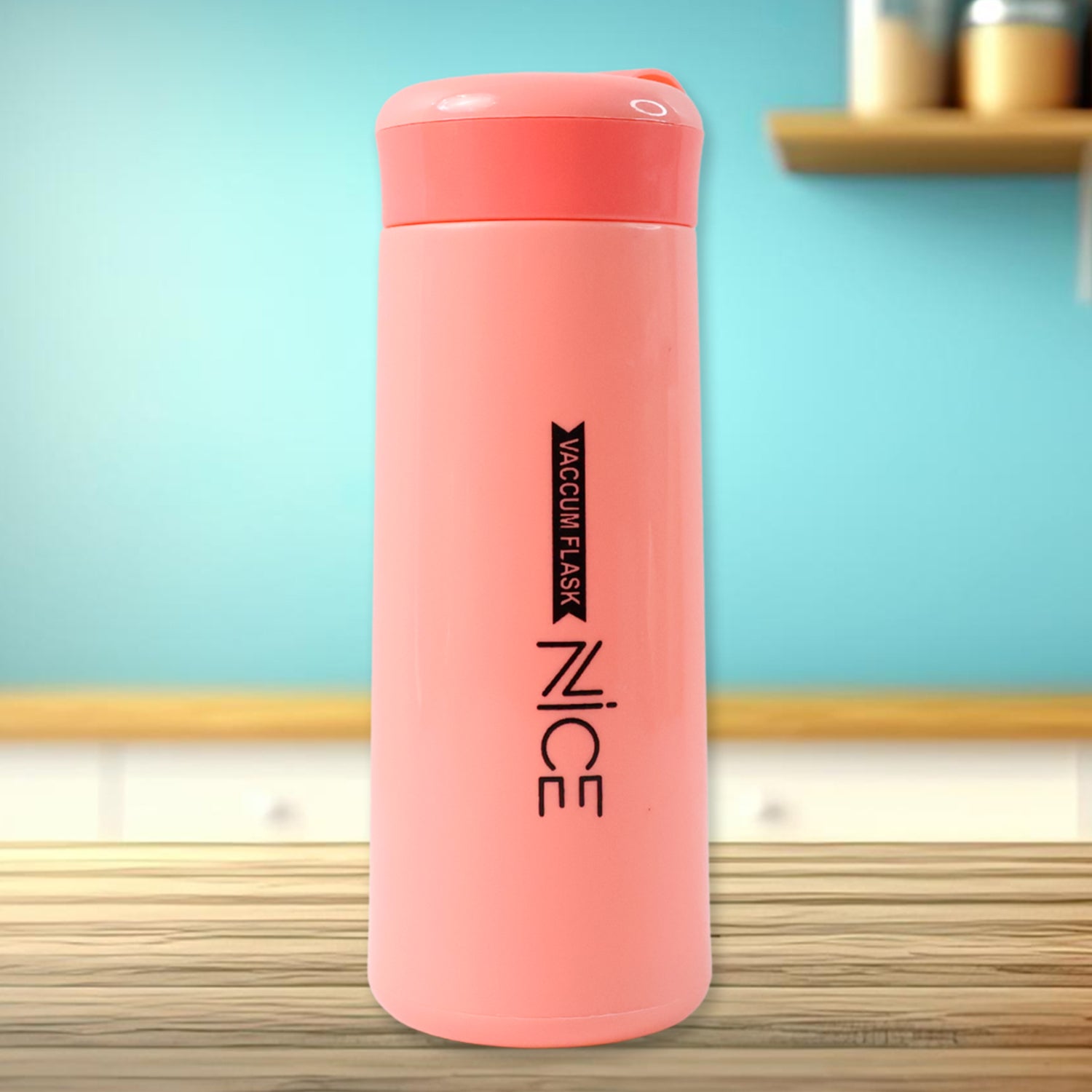 Plastic Vacuum Flask Bottle - Pink (400 ML)
