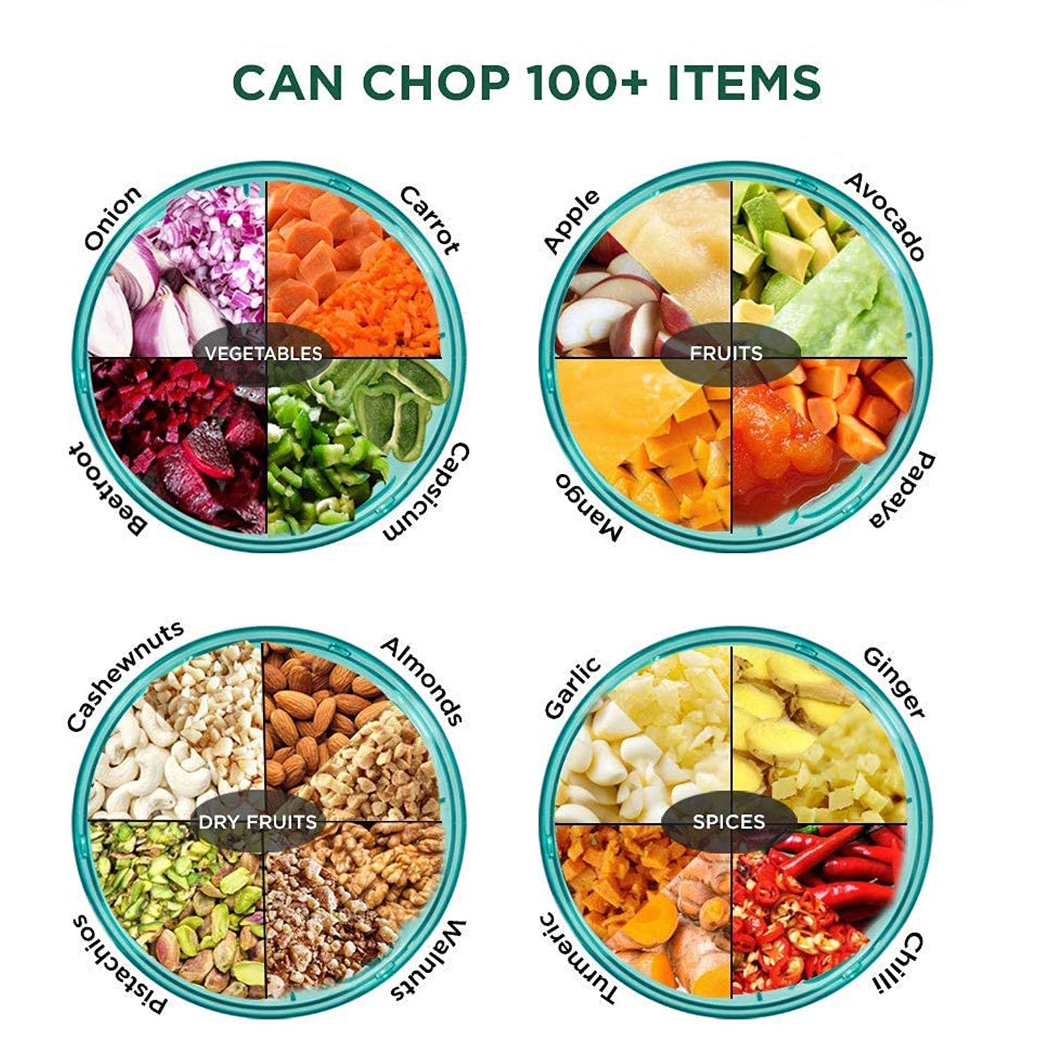 6 Blade 2in1 Manual Food Chopper (1000ml)