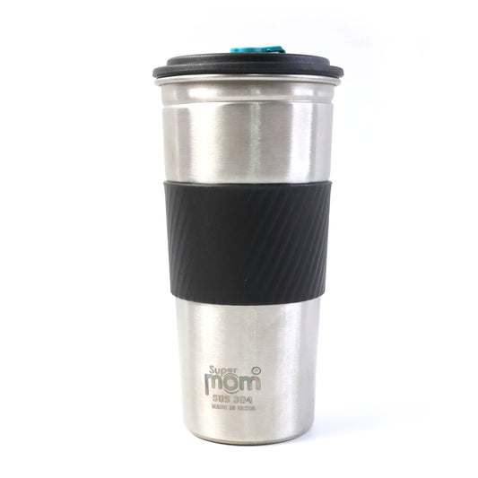 Supermom Stainless Steel Sip Mate Travel Tumbler with Leak-Resistant Lid & Heat-Insulated Grip for Hot and Cold Beverages (500 ml)