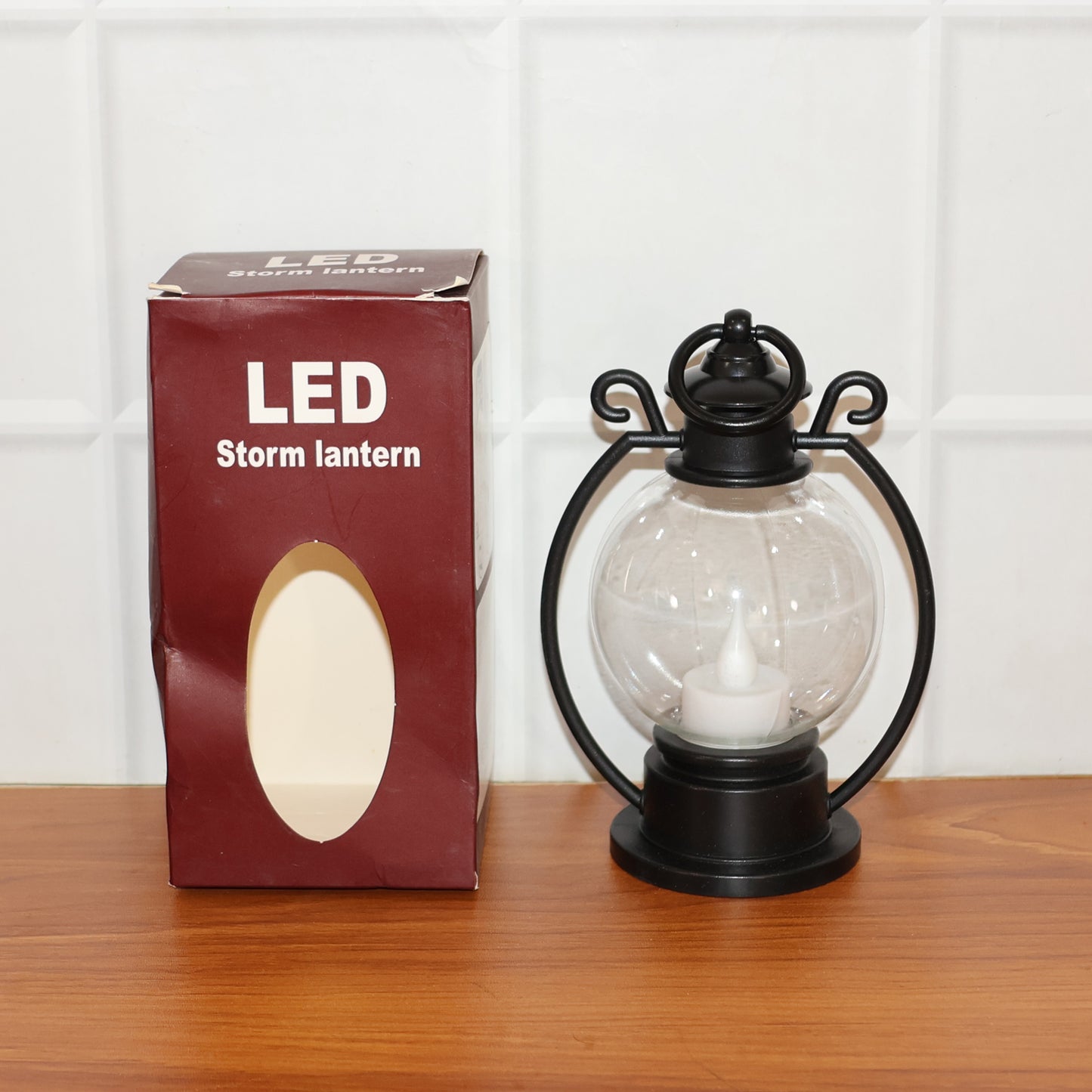 LED Storm Lantern Decorative Light Vintage Style Battery Operated Flickering Flame Candle Lamp for Home, Diwali, Christmas and Festive Decoration (1 Pc)