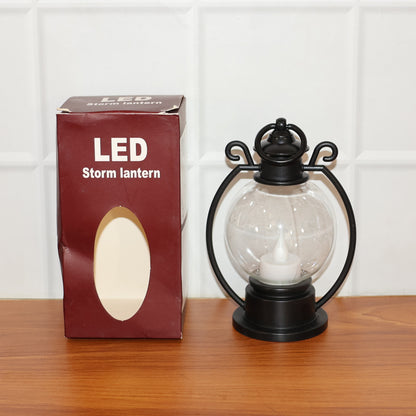 LED Storm Lantern Decorative Light Vintage Style Battery Operated Flickering Flame Candle Lamp for Home, Diwali, Christmas and Festive Decoration (1 Pc)