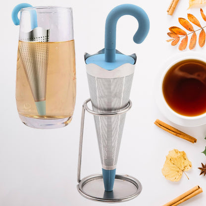 Reusable Umbrella Shape Tea Infuser and Silicone Tea Strainer with Stand – Food Grade Loose Leaf Tea Filter for Cups and Mugs